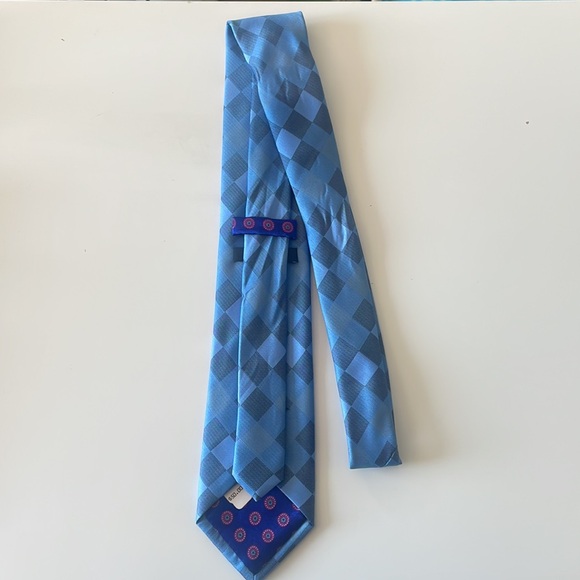 Blue Plaid Mens Necktie Handmade by John Sparks with Tag Attached - Picture 3 of 7